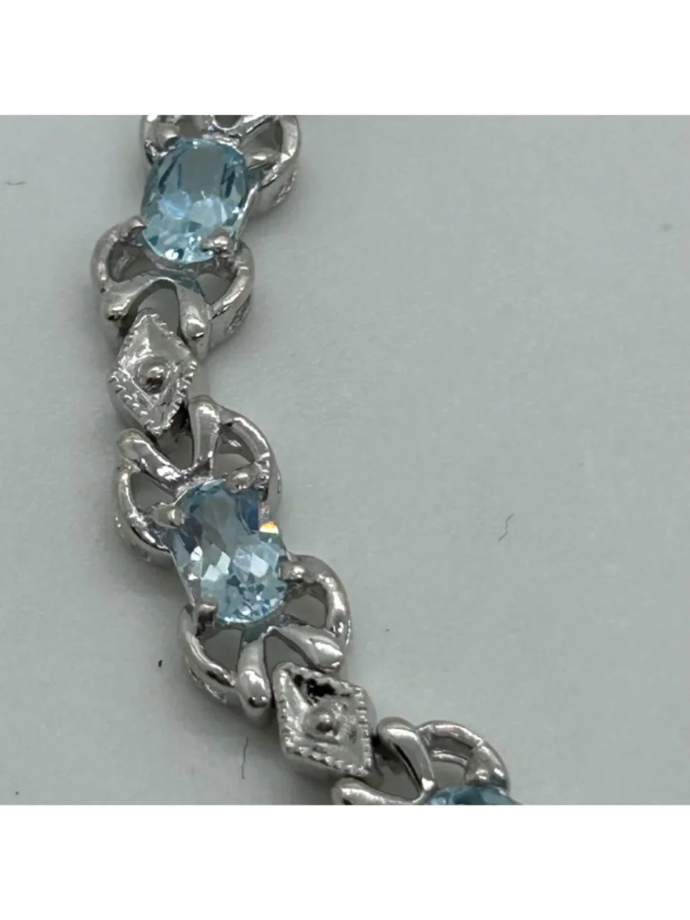Sterling Silver Tennis Bracelet Blue Gemstones 6.5 